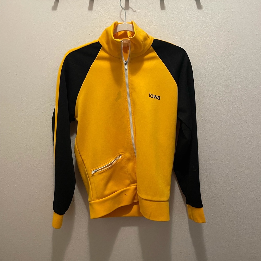 Iowa Gymnastics polyester warm up jacket.